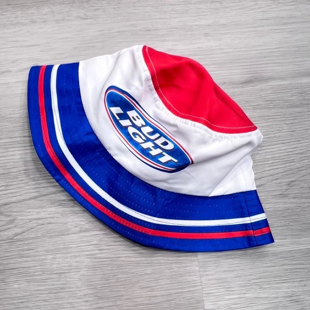 Bud Light Ubix Bucket Hat Red White Blue Beer Logo Sun Hat M/L PR058